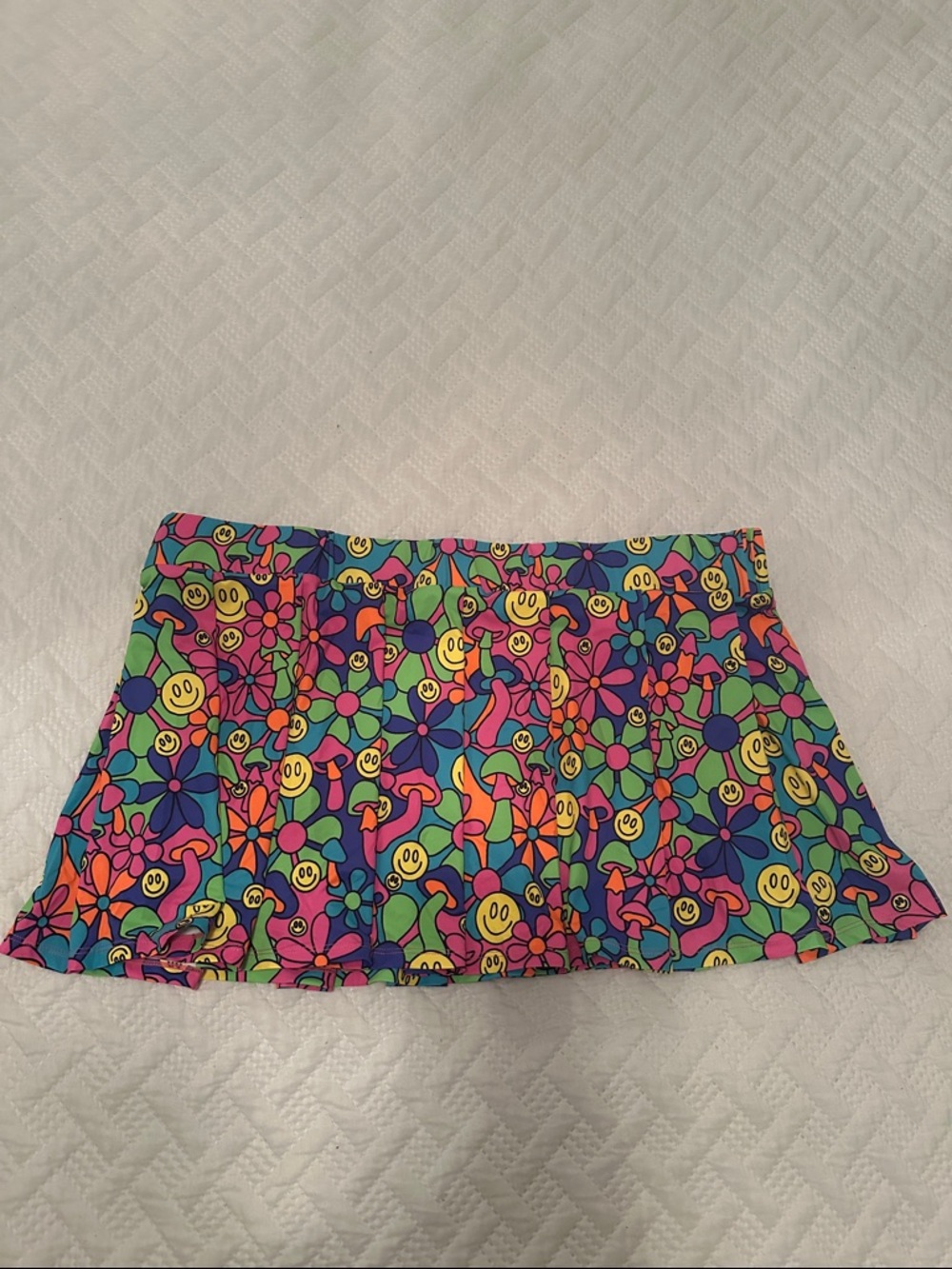 IHEARTRAVES Smiley Face Shroom Trip Multicolor Skirt
